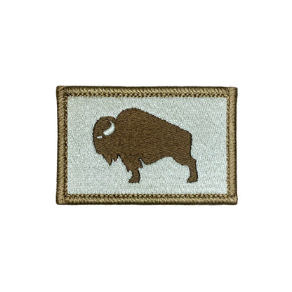 Patch with a silhouette of a bison on a rectangular background Desert Tan Colors
