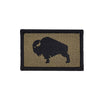 Patch with a black silhouette of a bison on a Olive Drab background

